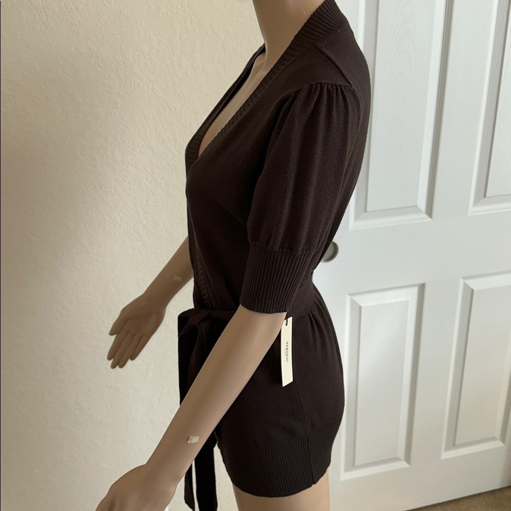 NWT Vertigo Paris Coffee Bean Color Knit Cadigan Sweater Sz.M. - Picture 7 of 15